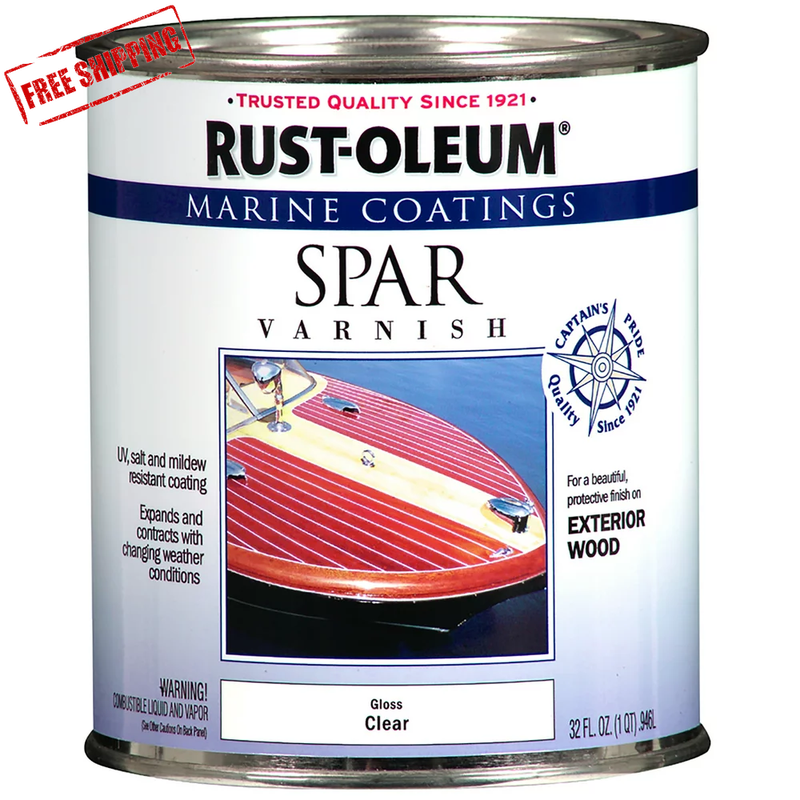 Clear Rust-Oleum Marine Coatings Spar Varnish Gloss Quart UV Water Resistant ✅✅