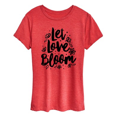

Женская футболка Let Love Bloom с мгновенным сообщением, Heather red