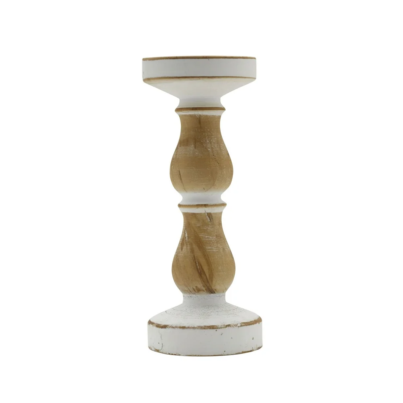 10 Inch White Natural Wood Candle Holder &ndash; Timeless Elegance for Every