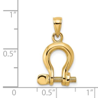 Pre-owned Diamond2deal 14k Yellow Gold 3-d Medium Shackle Link Screw Charm Pendant