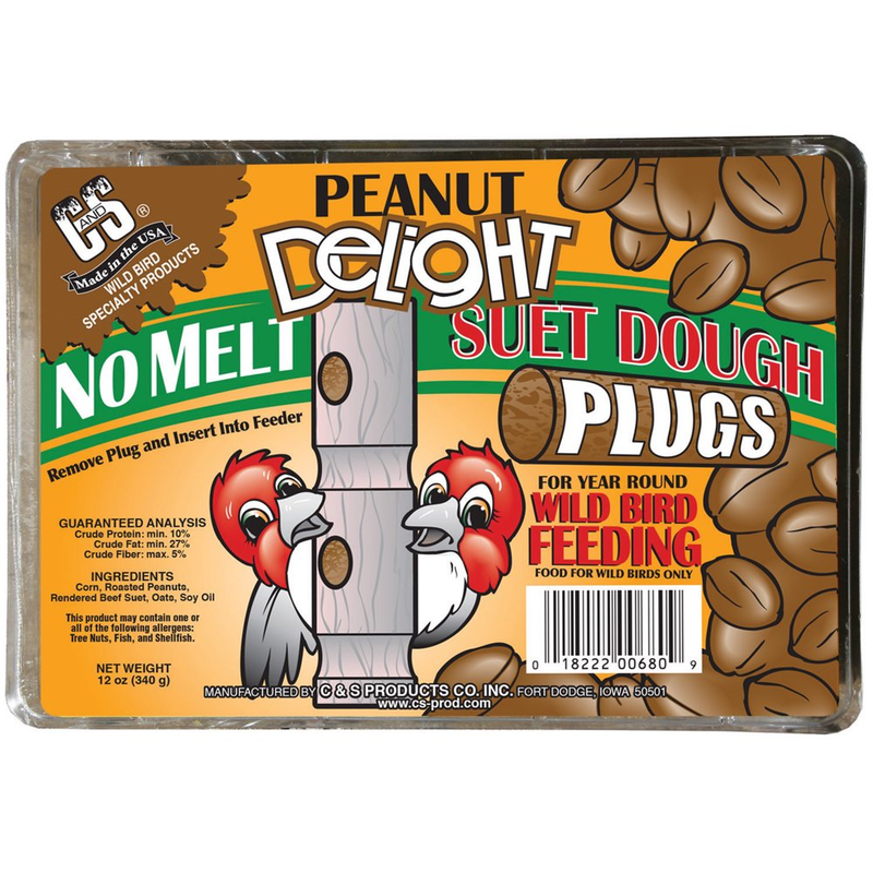 C&S Products Peanut Delight No-Melt Suet Dough Plugs, 12 Oz,
