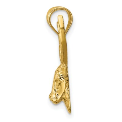 Pre-owned Superdealsforeverything Real 14kt Yellow Gold Polished Deer Head Pendant