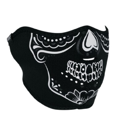 Glow in Dark Sugar Skull Muerte Half Neoprene Face Mask Biker ATV Ski Costume