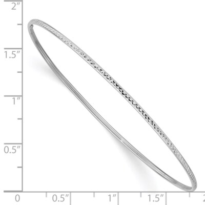Pre-owned Diamond2deal 14k White Gold 1.5mm Diamond-cut Slip-on Bangle Bracelet 8" 1.39 Gm