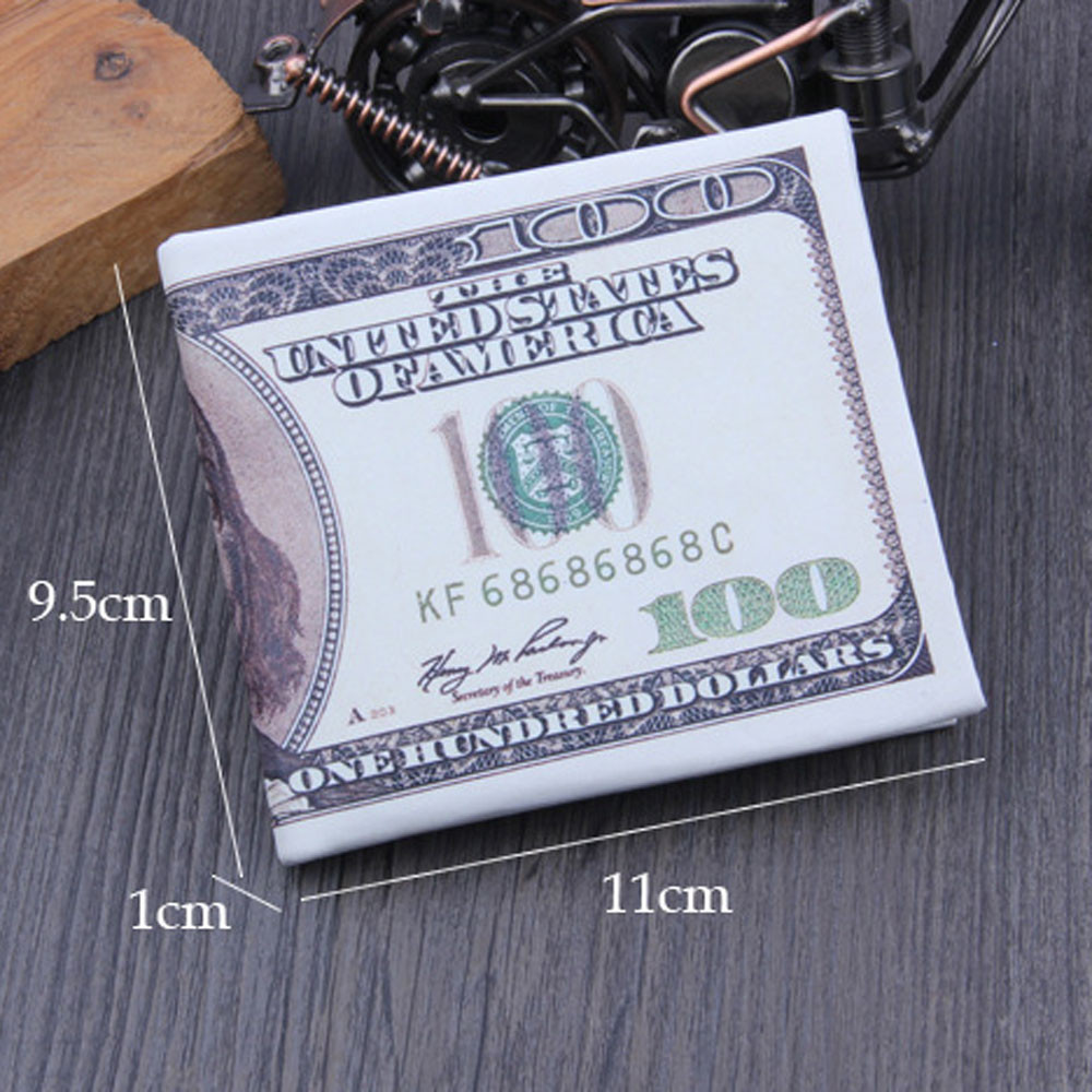 LEATHER BI-FOLD Men's Wallet ~ BENJAMIN FRANKLIN 100 DOLLAR BILL ~ 