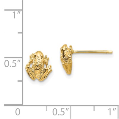Pre-owned Superdealsforeverything Real 14kt Yellow Gold Mini Frog Post Earrings