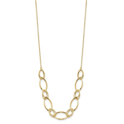 Pre-owned Superdealsforeverything Real 14kt Yellow Gold Polished Diamond Cut Oval Link Necklace; 18 Inch