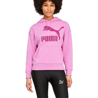 Puma Classics Logo Pullover Hoodie Женская розовая повседневная верхняя одежда 53185915