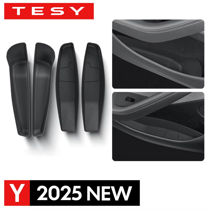 For Tesla Model Y 2025 Launch Juniper Car Door Side Storage Box Front Rear TPE D