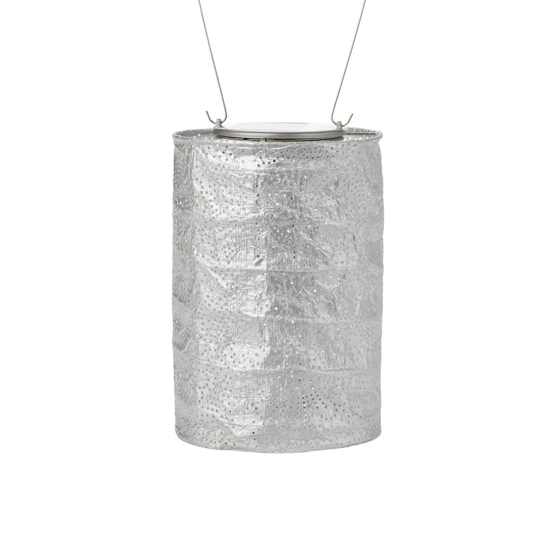 Soji Stella Cylinder 7.5 In. X 5 In. Silver Integrated LED Hanging Outdoor Tyvek