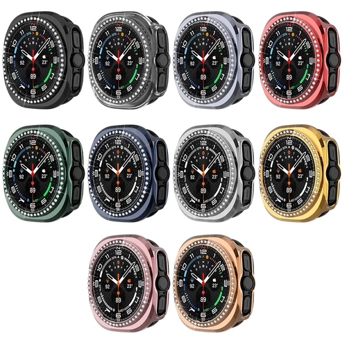 For Samsung Galaxy Watch Ultra 47mm Diamond Bling PC Case Cover Screen Protector