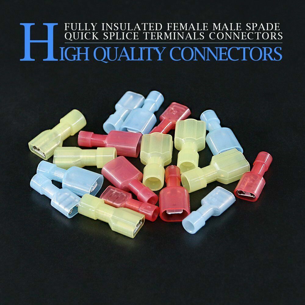 60X Insulated Female Male Spade Quick Disconnect Wire Connectors Crimp