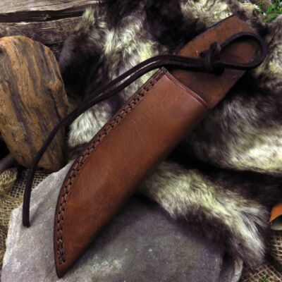 Knife Sheath Leather Belt Fixed-Blade Brown 10'' - Fits Blade up to 5.5'' x 1.25''