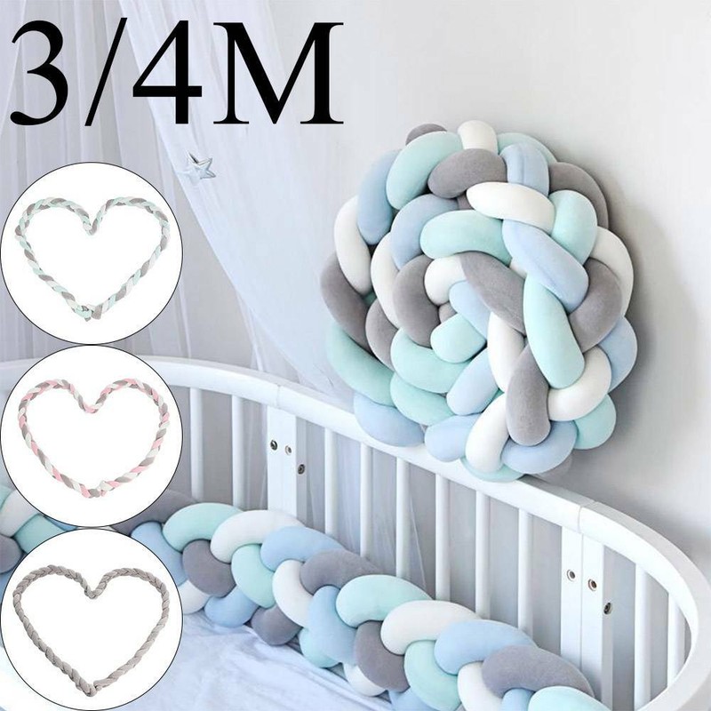 3/4M Nestchen Kopfschutz Knotenkissen Bettschlange Baby Farbe Babynestchen