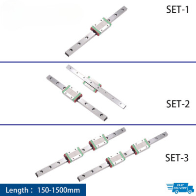 150-1200mm+ Block CNC 1/2/4 Sets MGN9H/MGN12H Miniature Linear Slide Rail Guide