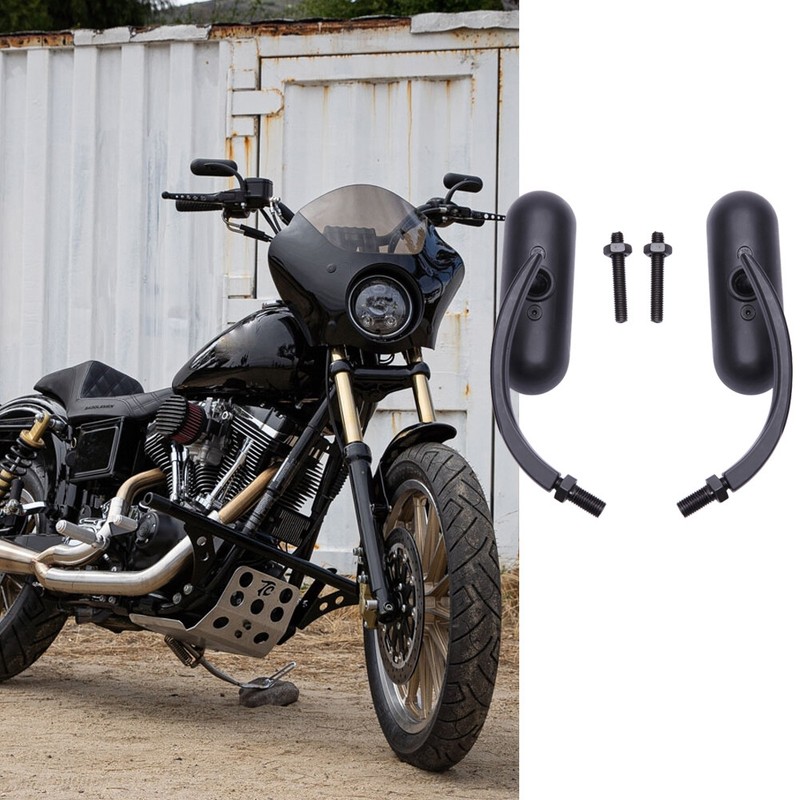 Black Motorcycle Mini Oval A Pair Side Mirrors For Harley Side Mirrors & Accesso