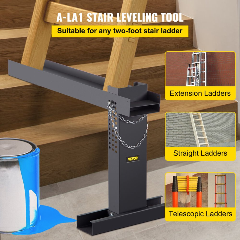 Steel Stair Ladder Extension Lever Aide Leg Leveling Stabilizer Tool 10.5-16.7