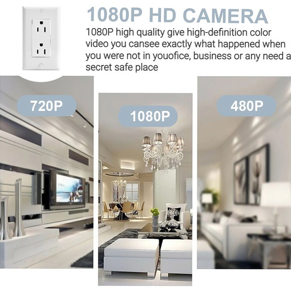 1080P HD WiFi IP Wall AC Outlet Home Security Nanny Camera Audio Video Recorder - Image 20
