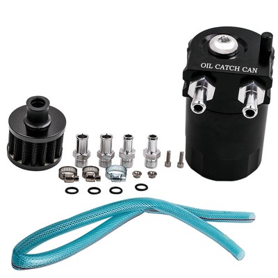 Universal Black Oil Catch Can Reservoir Tank 300ml Oil Separator＋Breather Filter