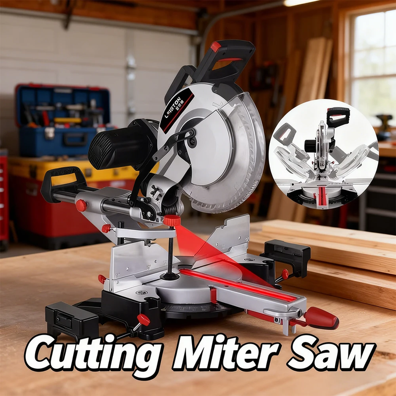 10/12 Inch Sliding Compound Miter Saw with Laser Guide 220V Electric Woodworking