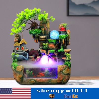 Desktop Fengshui Rockery Waterfall Fountain Atomizing Humidifier Indoor Ornament