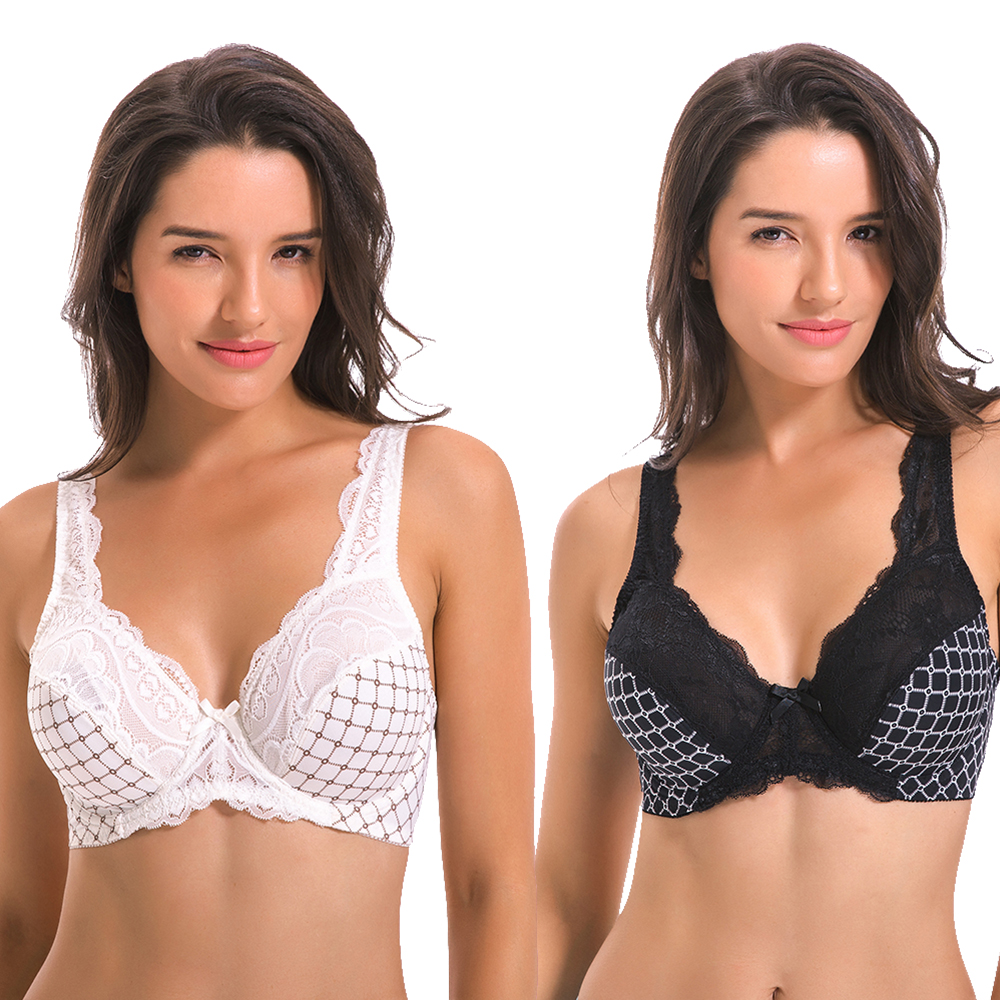 Curve Muse Women's Minimizer Unlined / Unpadded Underwire Bra 44DDD 2-Pack - Picture 1 of 6