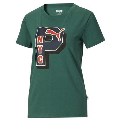 Футболка с круглым вырезом и коротким рукавом Puma Nyc P Graphic, женские повседневные топы размера XS, 6