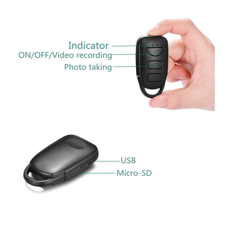 Hidden Camera Keychain, Mofek 1080P HD Spy Cam Mini DVR Video Recorder with 16GB