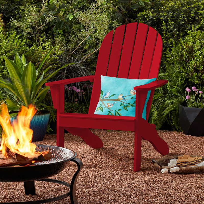 Mainstays Wood Outdoor Adirondack Chair, Red Color