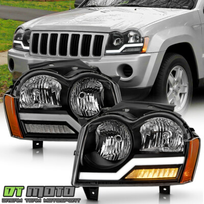 For 2005 2006 2007 Jeep Grand Cherokee LED Tube w/ Signal Headlights Headlamps