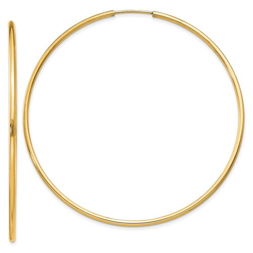 Pre-owned Goldia 14k 1.5mm Polished Round Endless Hoop Earrings In Yellow