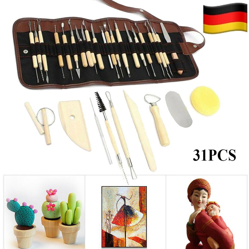 31-tlg Bildhauerei Ton Töpfern Skulpturen Keramik Modellier Plotter Werkzeug Set