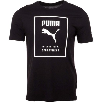 Puma International Crew Neck Футболка с коротким рукавом Мужские черные повседневные топы 67147001