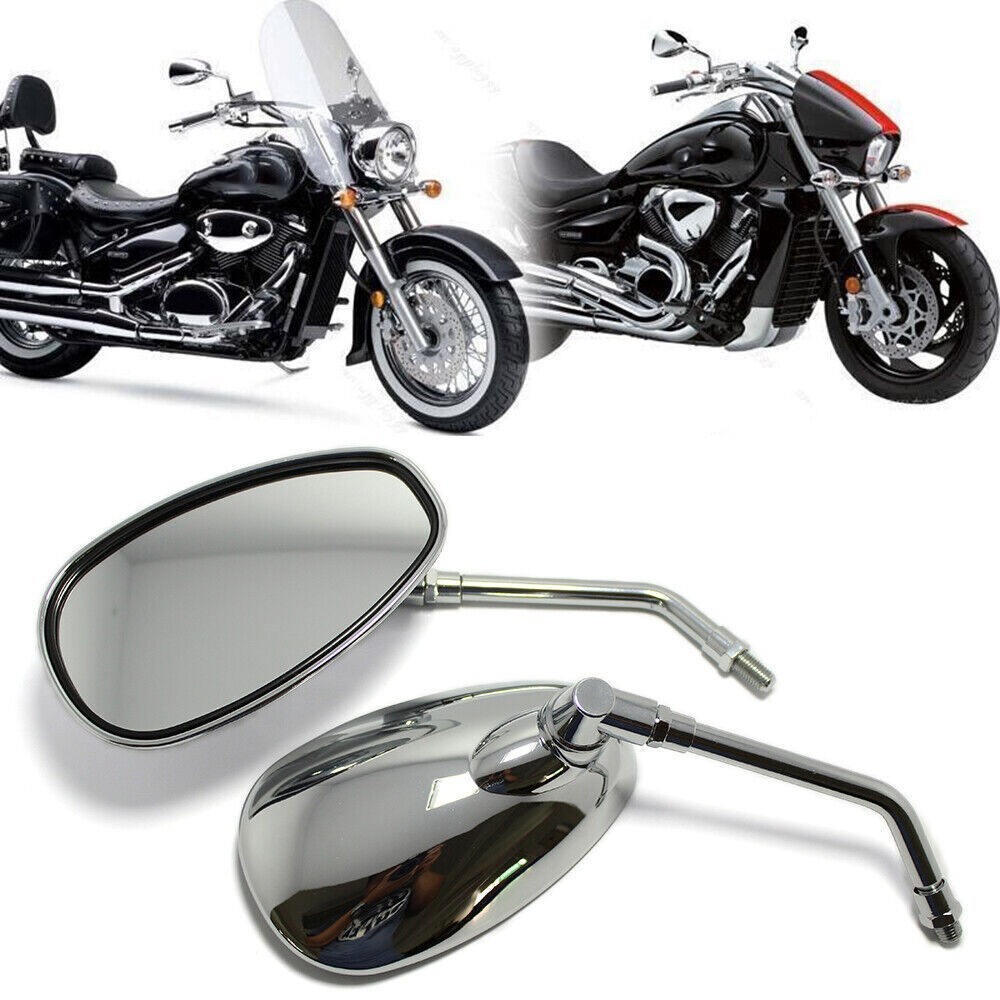Chrome Motorcycle Rear View Side Mirrors 10MM For Kawasaki Vulcan 900 800 750 US