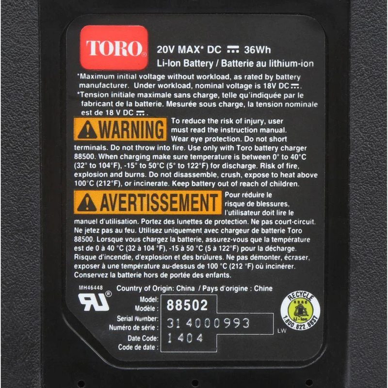 20-volt max lithium-ion battery | toro replacement trimmer led charge meter oem