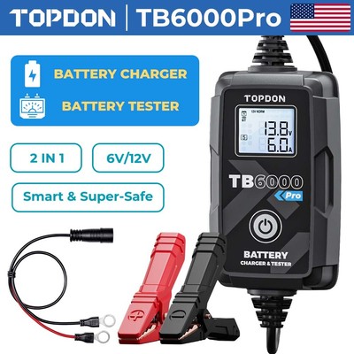 2024 NEWEST TOPDON TB6000Pro Smart Car Battery Charger & 12V Battery Load Tester