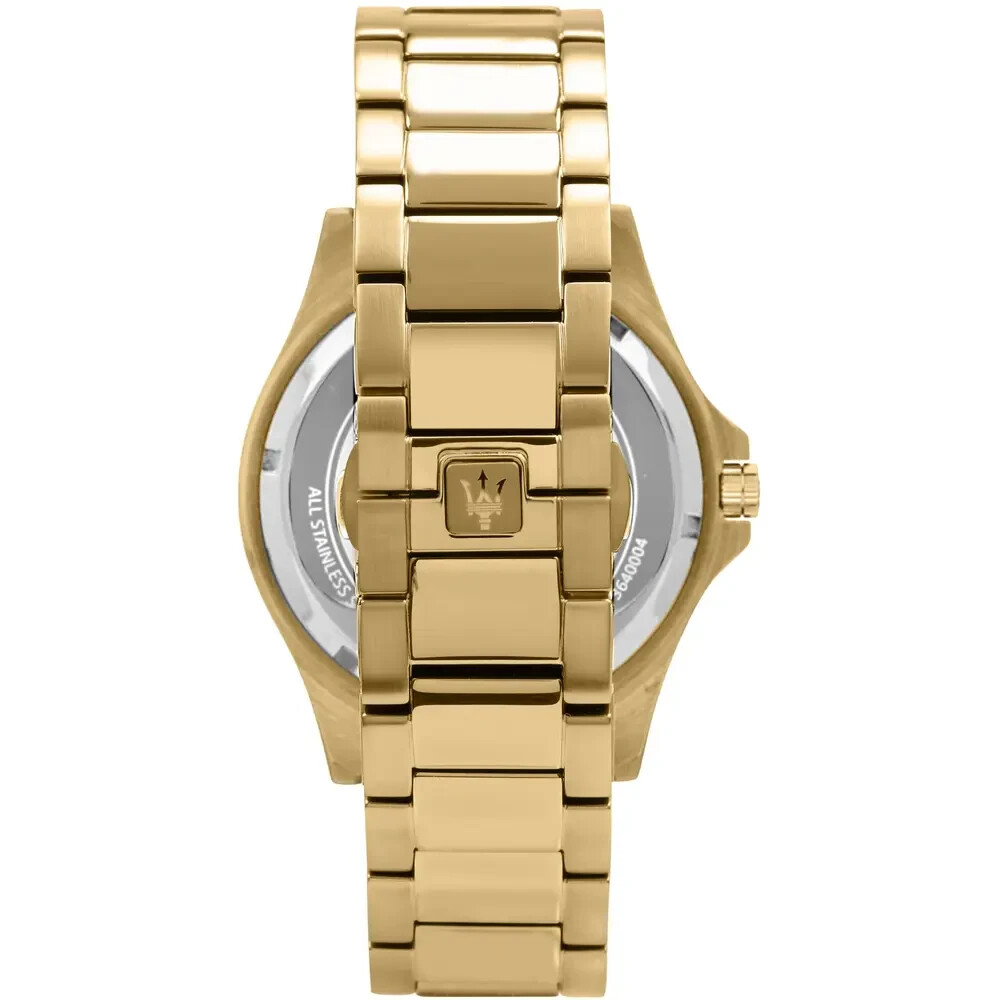 Pre-owned Maserati R8823140003 Sfida Diamonds Men's Automatic Watch Gold Tone Band