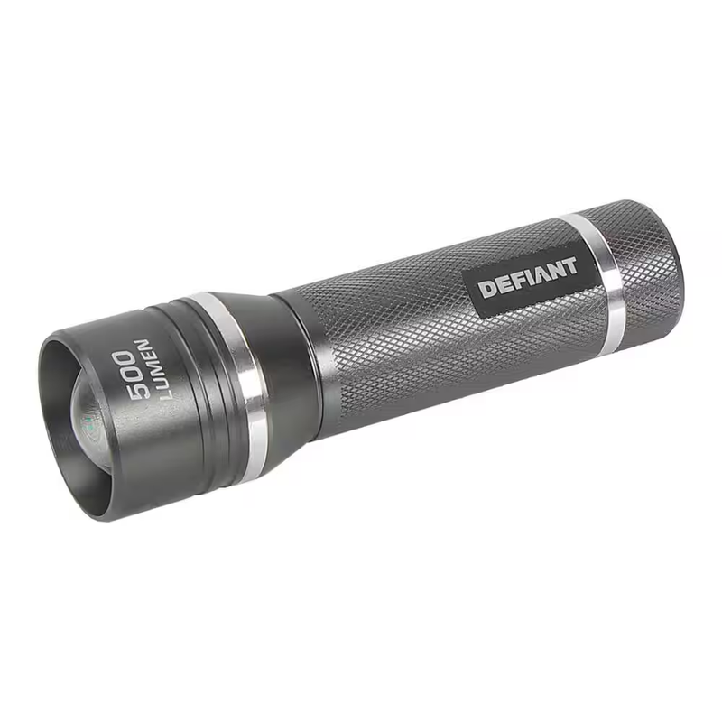 LED Flashlight 500 Lumens Aluminum Slide Focus Zoom 3 Mode AAA Battery Compact