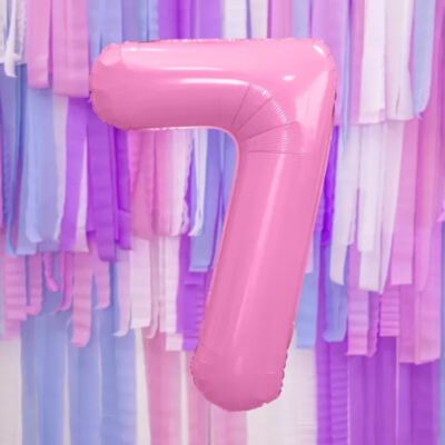 Pink Personalised Foil Balloon Number Seven 7 | 7th 70th Birthday Decorations