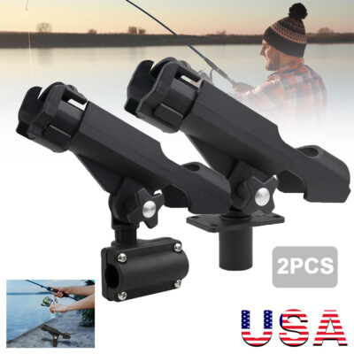 2PCS 360° Adjustable Boat Fishing Pole Rod Holder For Kayak Boat Side Rail Mount