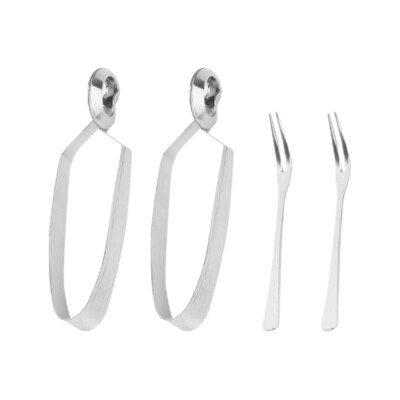 Escargot Tableware Set - 4Pcs Two-Pronged Snail Tongs and Forks 