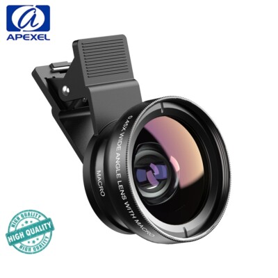 APEXEL Portable Phone Lens kit 0.45x Wide Angle&12.5x Macro Lens HD Camera Lens