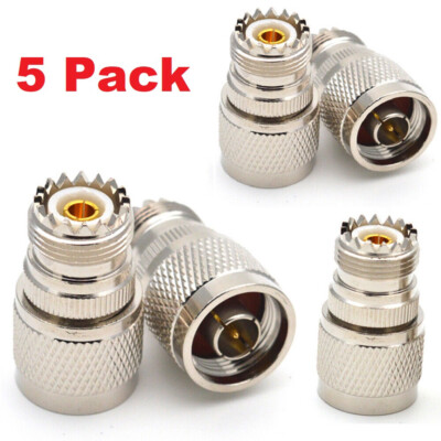 5PCS N-Type Male Plug to SO-239 UHF Female Jack RF Adapter Barrel Connector