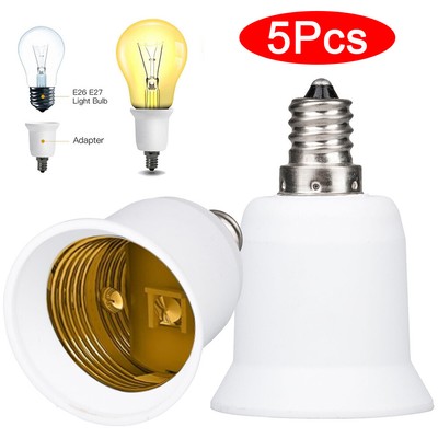 5Pcs E12 to E26/E27 Light Bulb Socket Adapter Medium Base Chandelier Converter