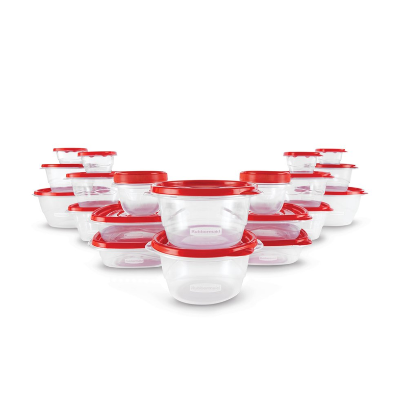 40 Piece Set Food Storage Containers Red With Lids Airtight Plastic Container