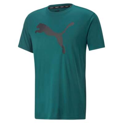 

Спортивная футболка Puma Fit с логотипом с круглым вырезом и коротким рукавом мужская зеленая Casu, Зеленый, Puma Fit Commercial Logo Crew Neck Short Sleeve Athletic T-Shirt
