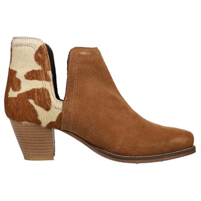 

Roper Rowdy Cow Snip Toe Cowboy Boots Womens Brown Casual Boots 09-021-0981-30, Коричневый, Roper Rowdy Cow Snip Toe Cowboy Booties