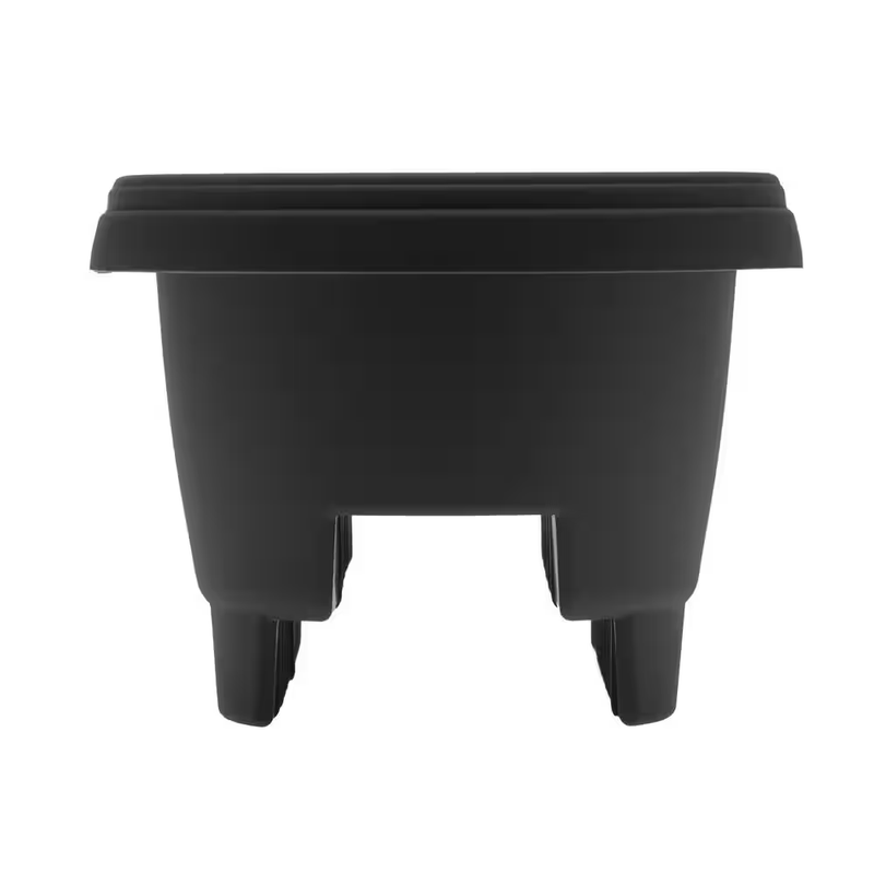 Deck Rail Planter 12 Inch Black Balcony Railing Flower Box Plastic Herb Pot
