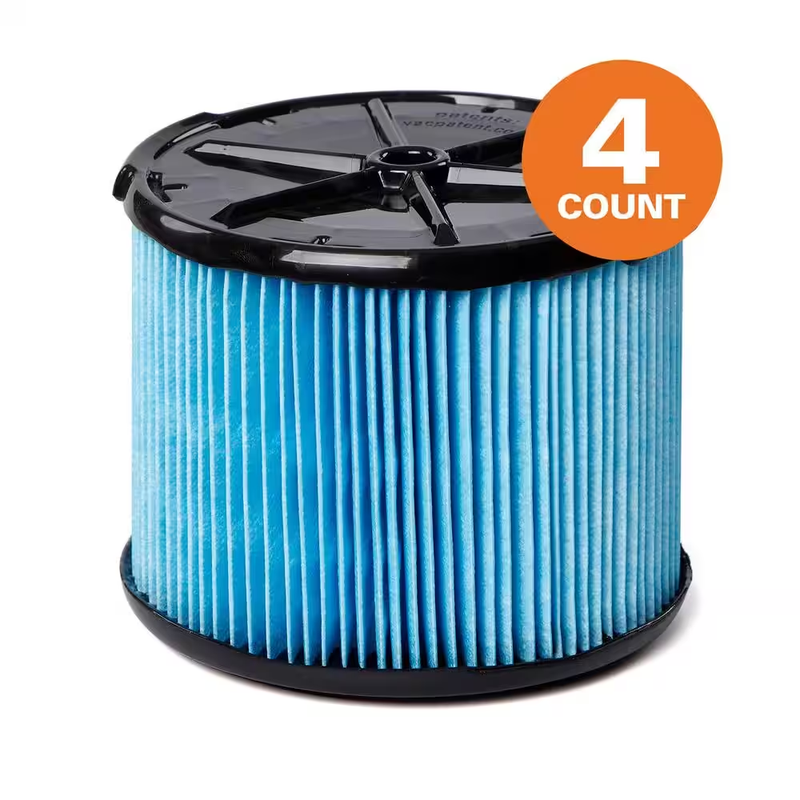 Rigid Fine Dust Pleated Paper Wet/Dry Vac Replacement Cartridge Filter 1,4,8 pc