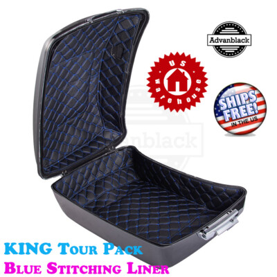 Advanblack Blue Stitching liner Fit Harley OEM Rushmore King Tour Pak Pack Trunk